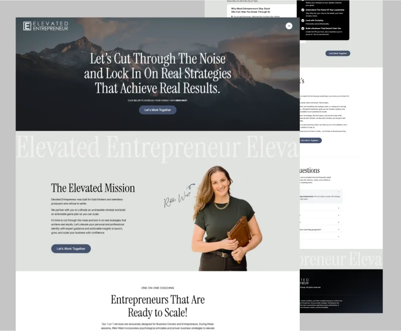 Elevated Entrepreneur website design by RouillardMedia